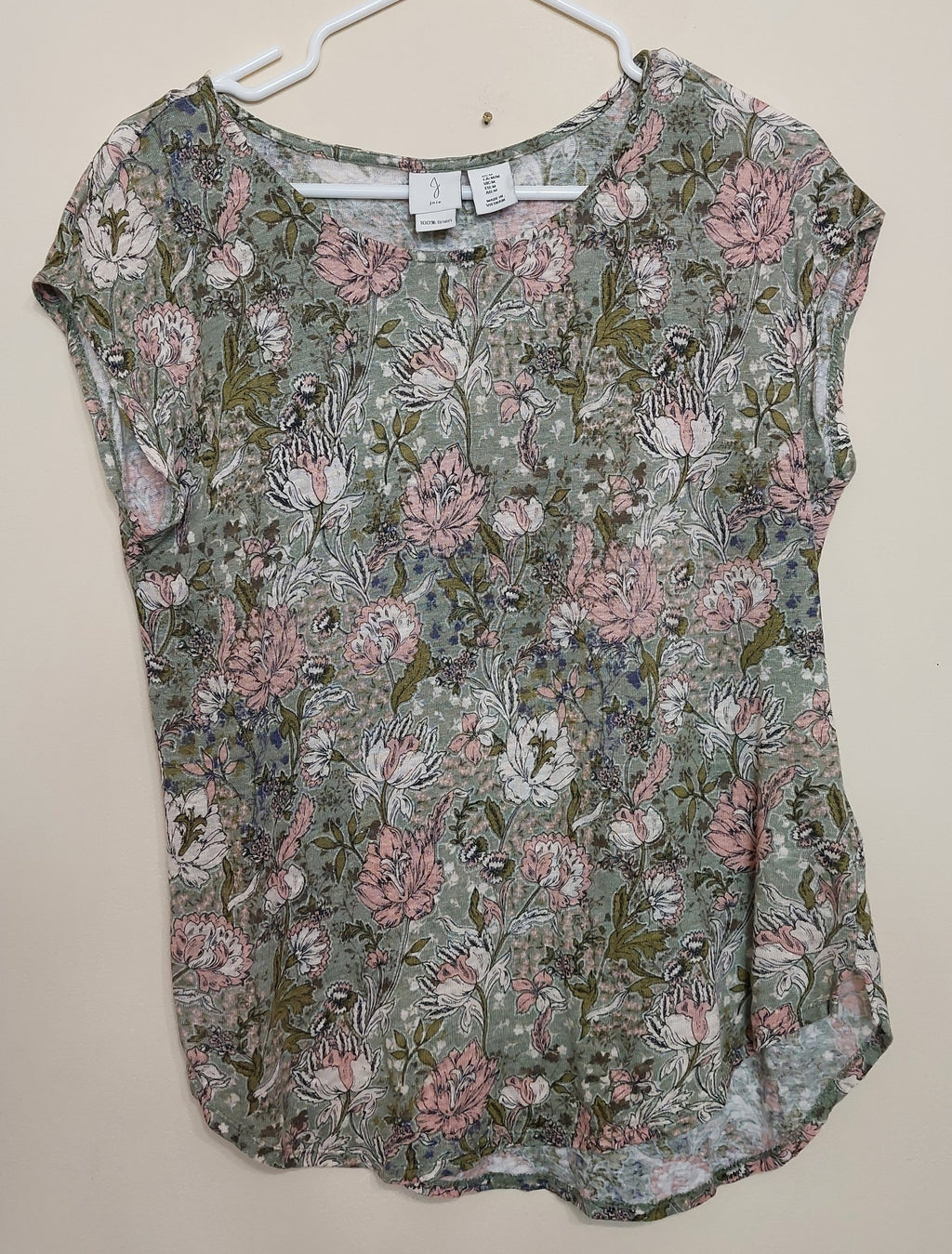 6 32 Joie 100 Linen Floral Print Cap Sleeve Blouse Medium