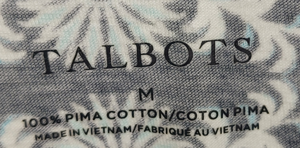 2 10 Talbots Printed Tee Turquoise White Size Medium
