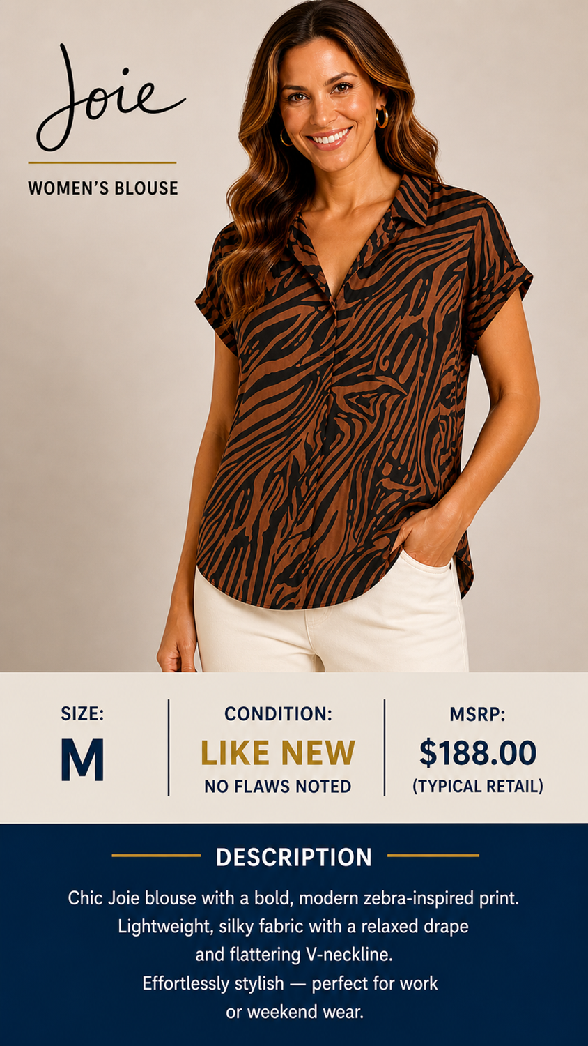 1 37 Joie Bronze Black Tiger Print Blouse Size M