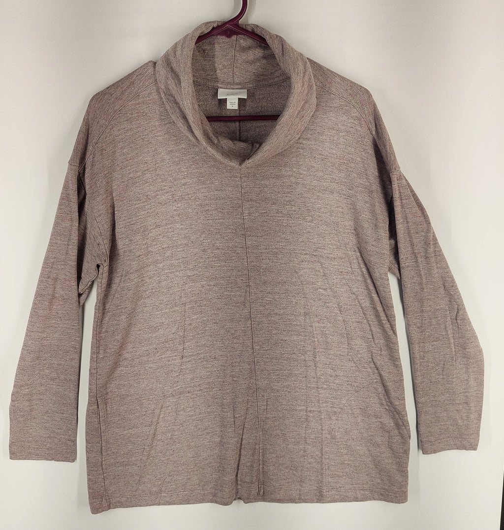 9-32 Pure Jill Size M Cowl Neck Long Sleeve Tunic Top Mauve Heather Rayon Blend