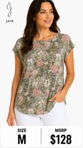 6 32 Joie 100 Linen Floral Print Cap Sleeve Blouse Medium