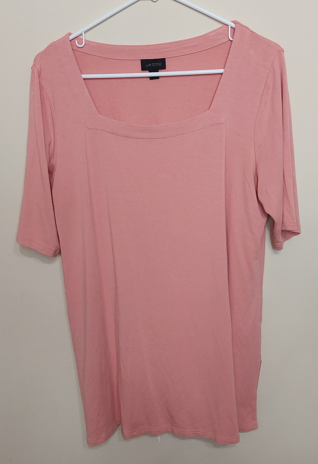 5 33 J Jill Wearever Pink Square Neck Knit Top Medium