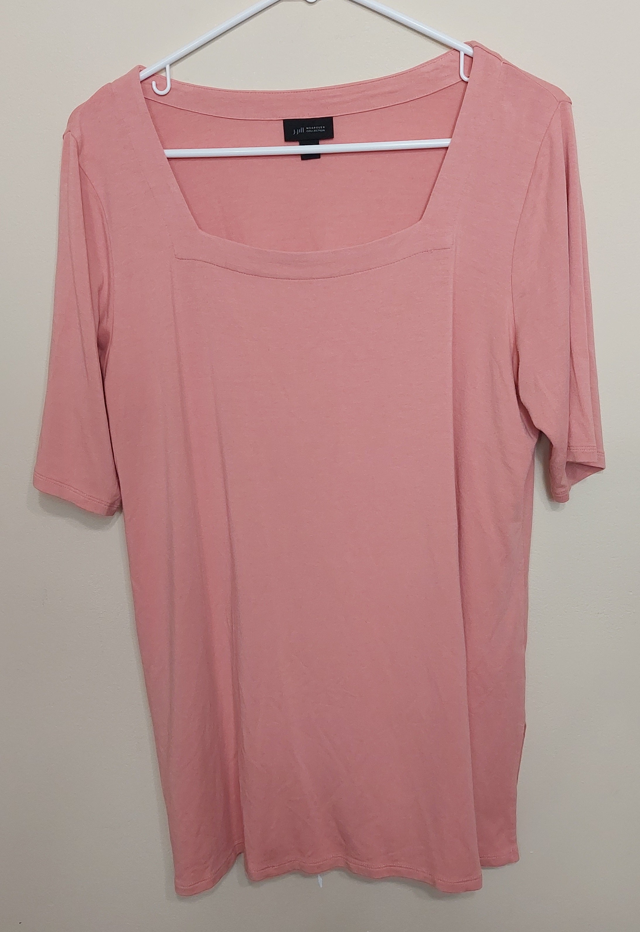 5 33 J Jill Wearever Pink Square Neck Knit Top Medium