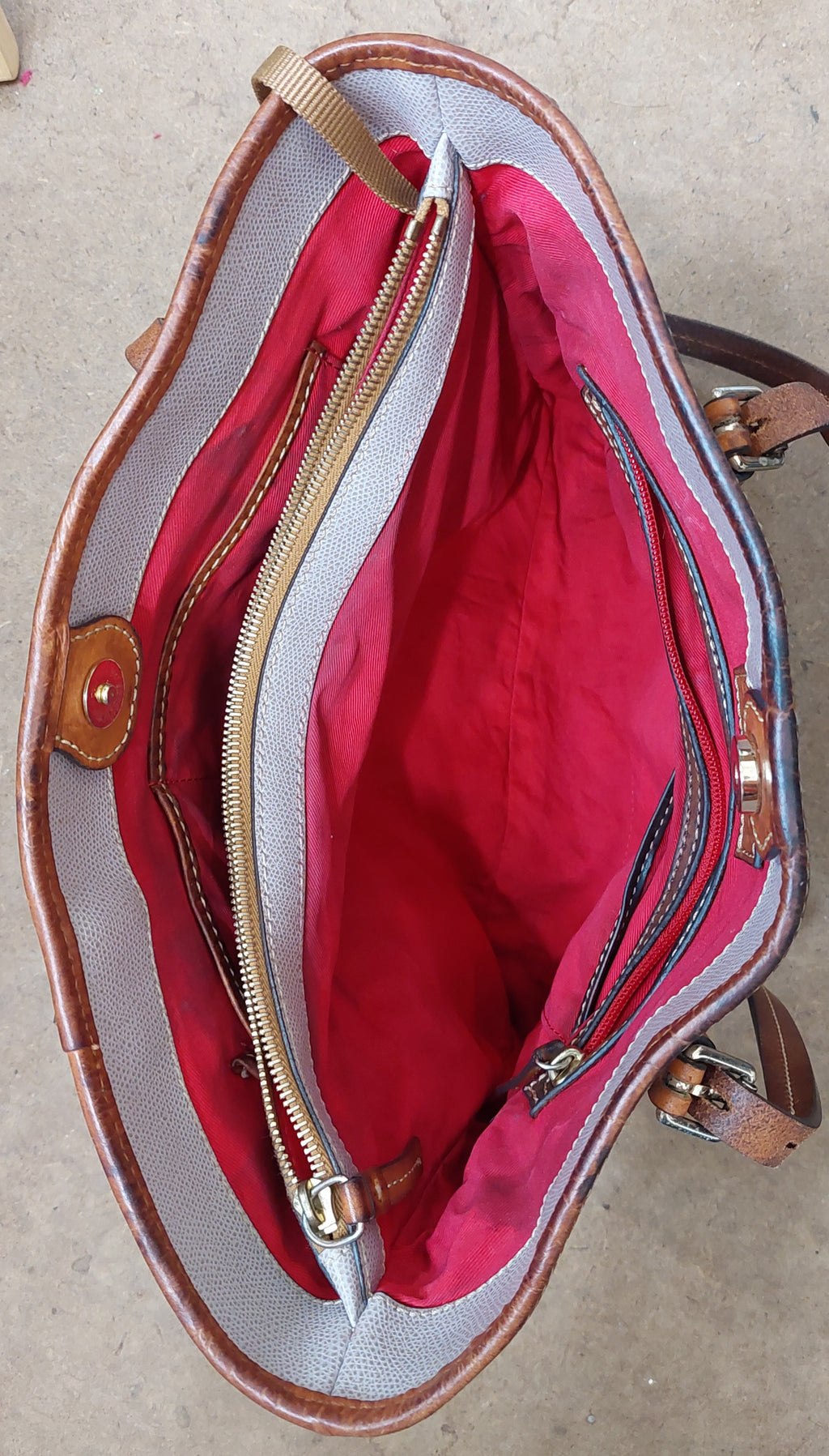 7 33 Dooney Bourke Gray Leather Large Tote Bag