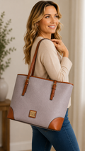 7 33 Dooney Bourke Gray Leather Large Tote Bag