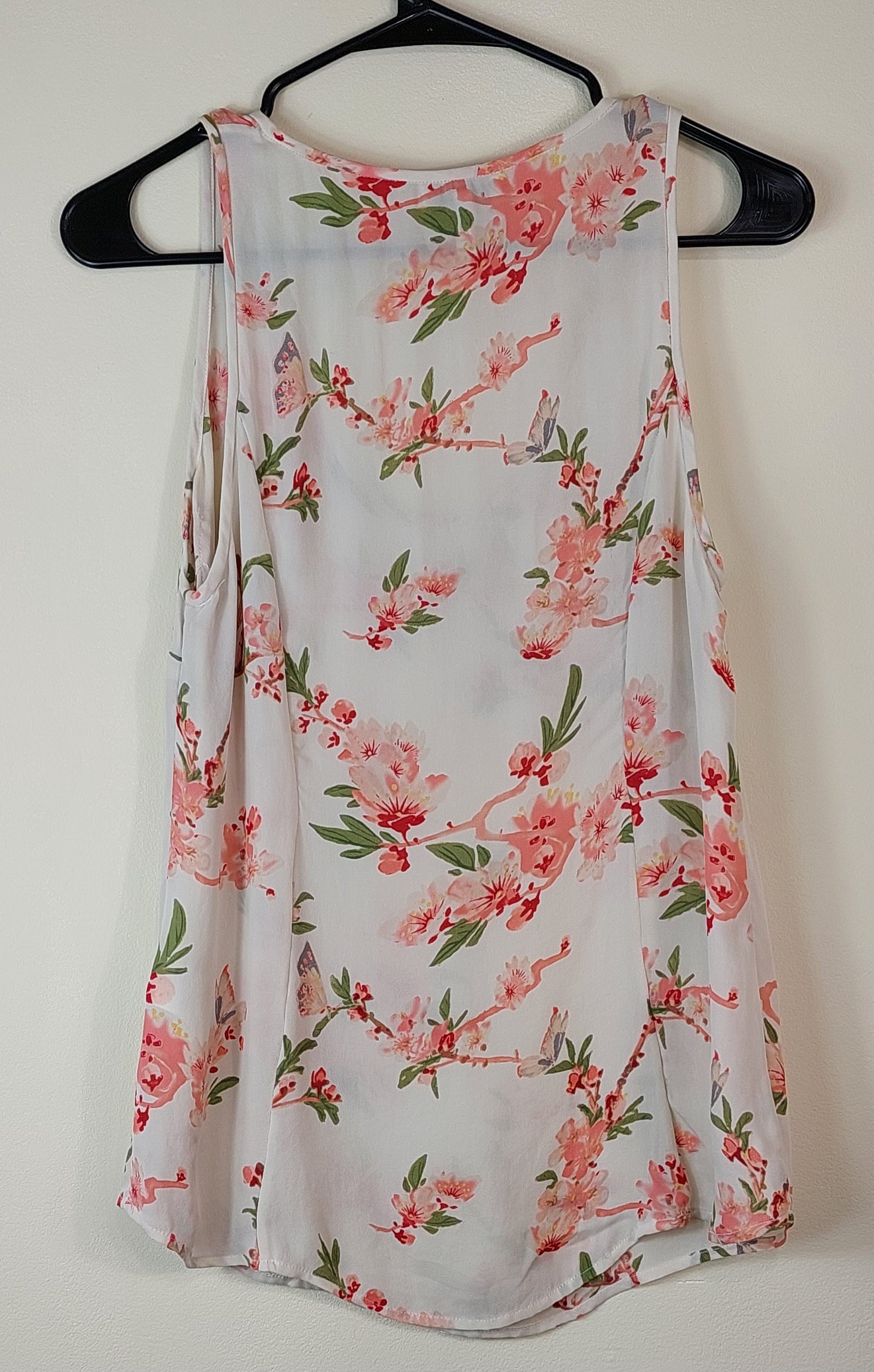 1 40 Joie Pink Green Floral on White Tank Top Size Small