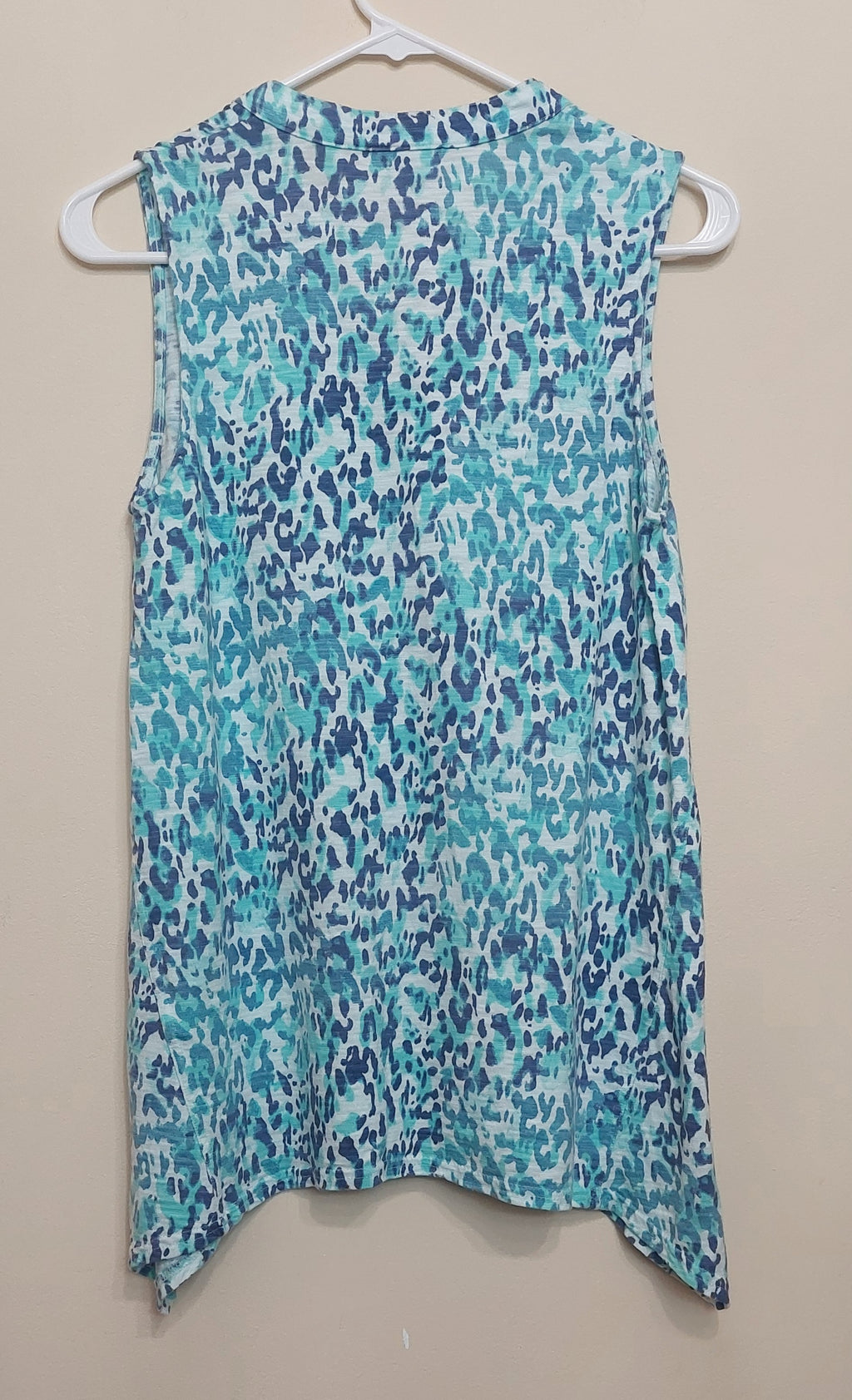 4 14 Chicos 0 Sleeveless Tunic Top Aqua Blue Animal Print