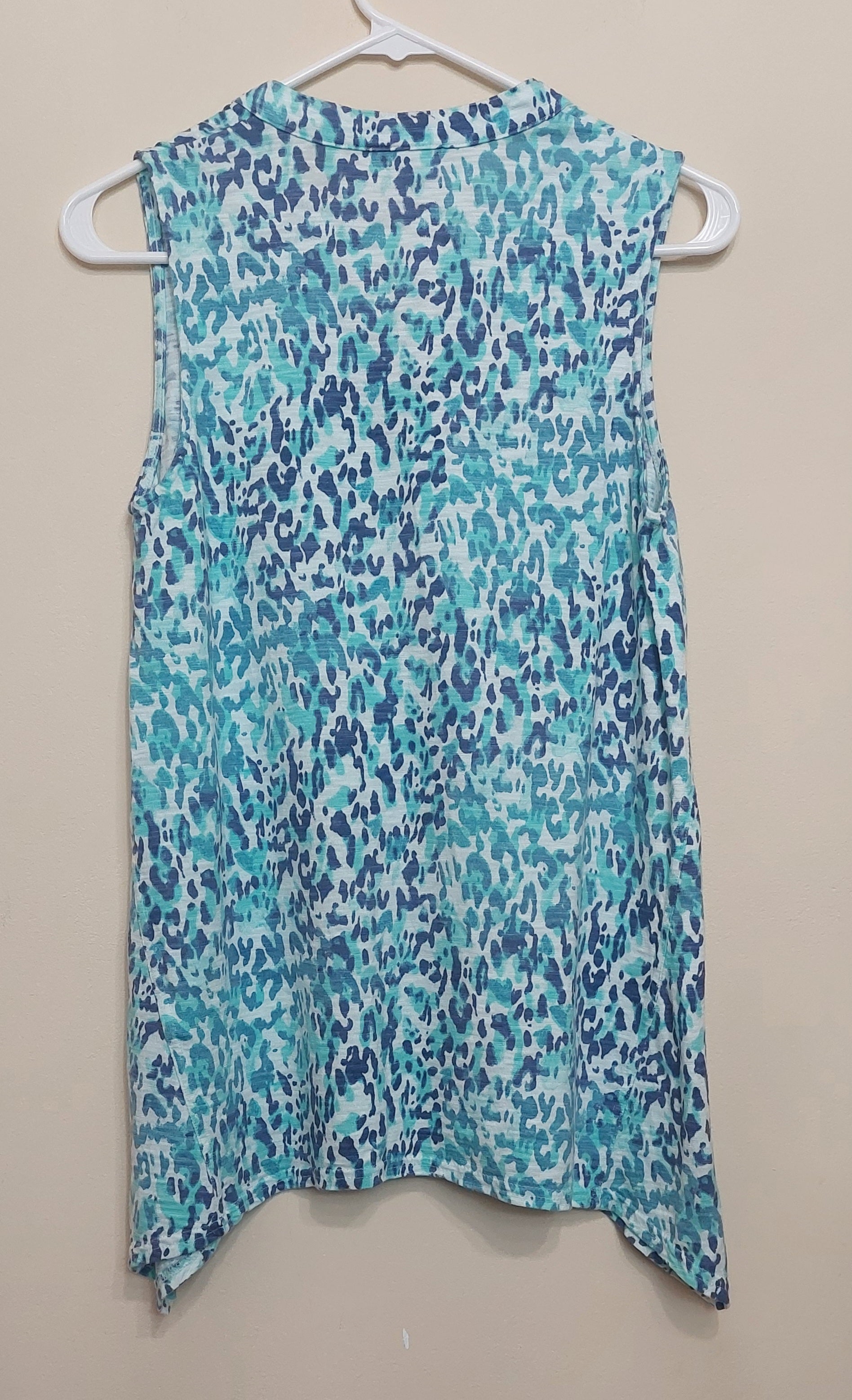 4 14 Chicos 0 Sleeveless Tunic Top Aqua Blue Animal Print