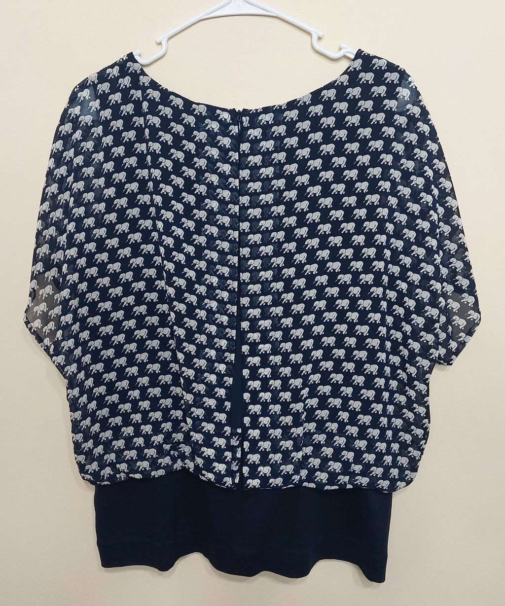 5 34 CAbi Elephant Print Layered Blouse Medium