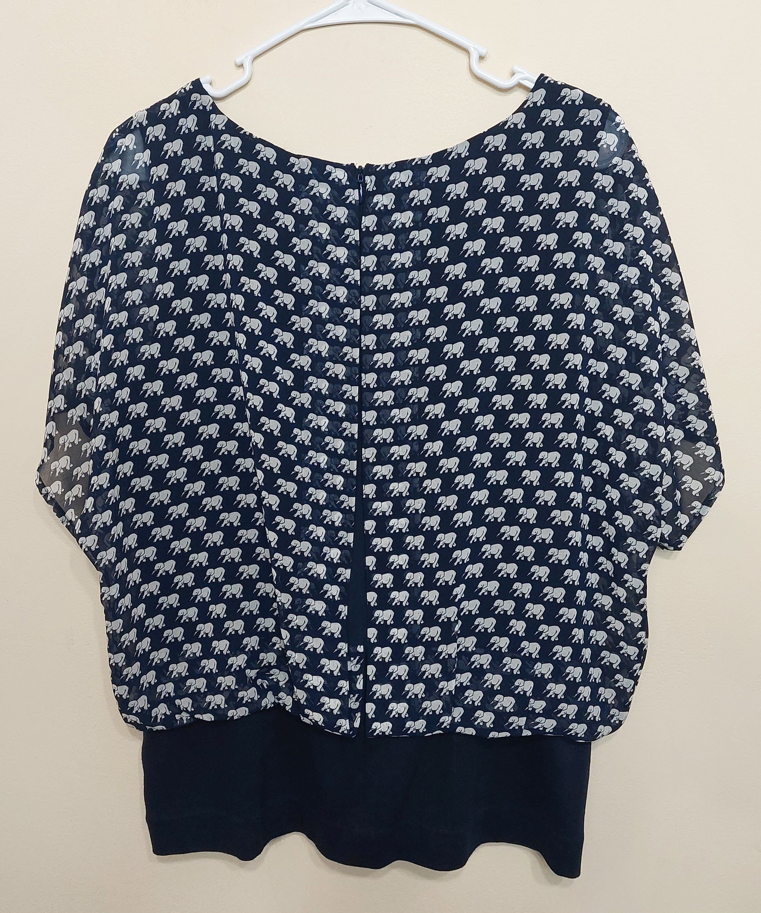 5 34 CAbi Elephant Print Layered Blouse Medium