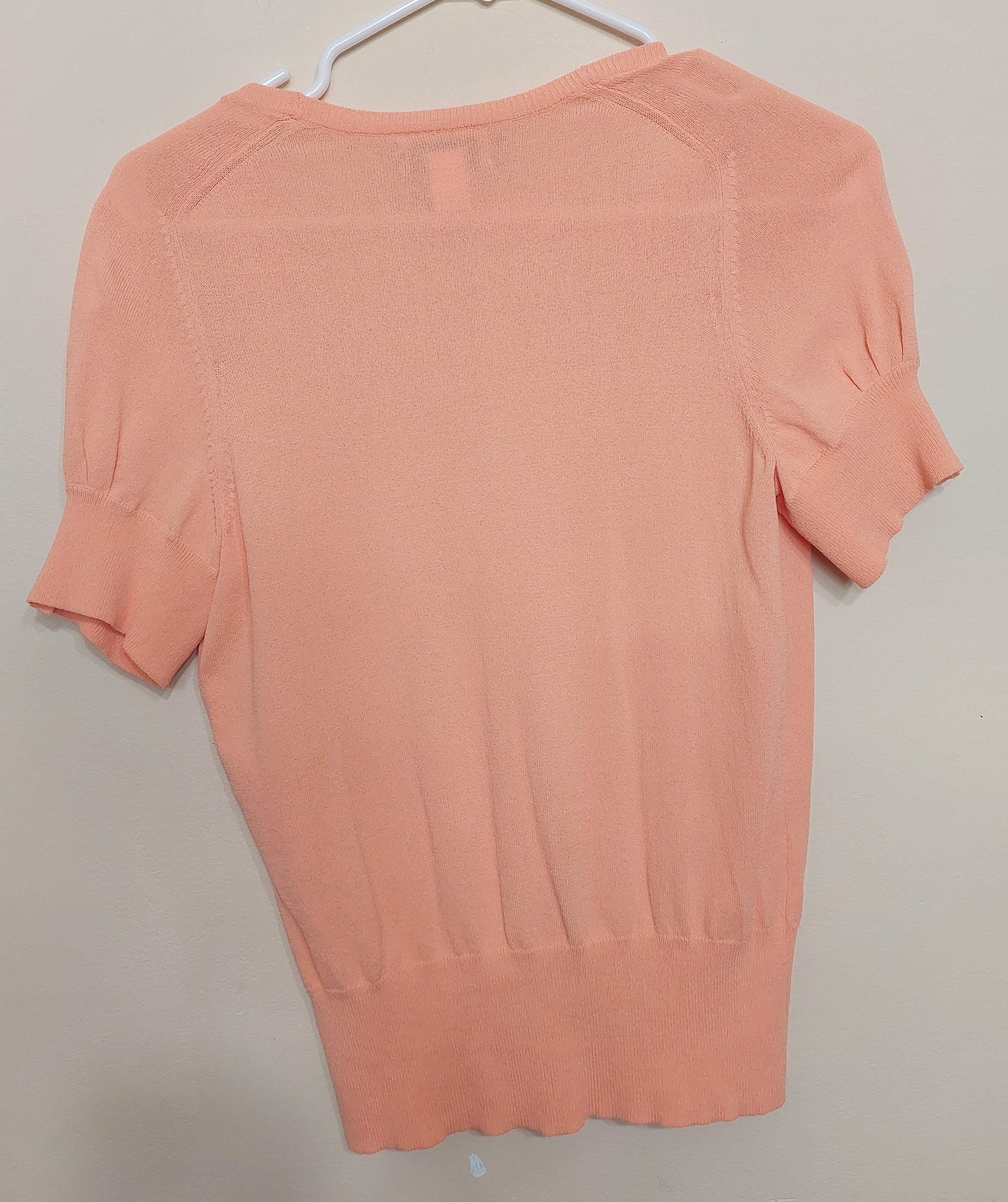 6 34 Banana Republic Womens Peach Short Sleeve Cardigan Sweater Small