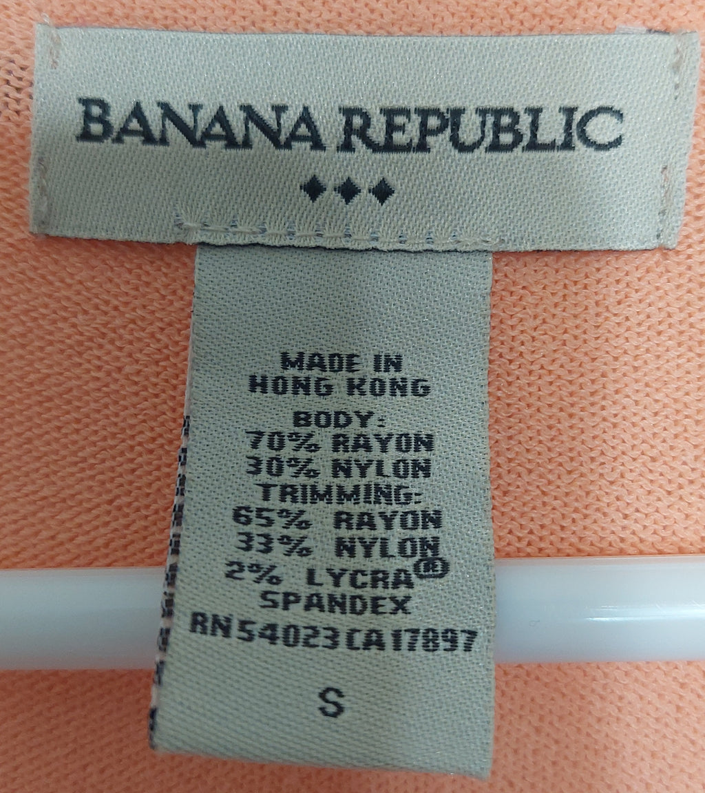 6 34 Banana Republic Womens Peach Short Sleeve Cardigan Sweater Small