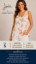 1 40 Joie Pink Green Floral on White Tank Top Size Small