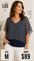 5 34 CAbi Elephant Print Layered Blouse Medium