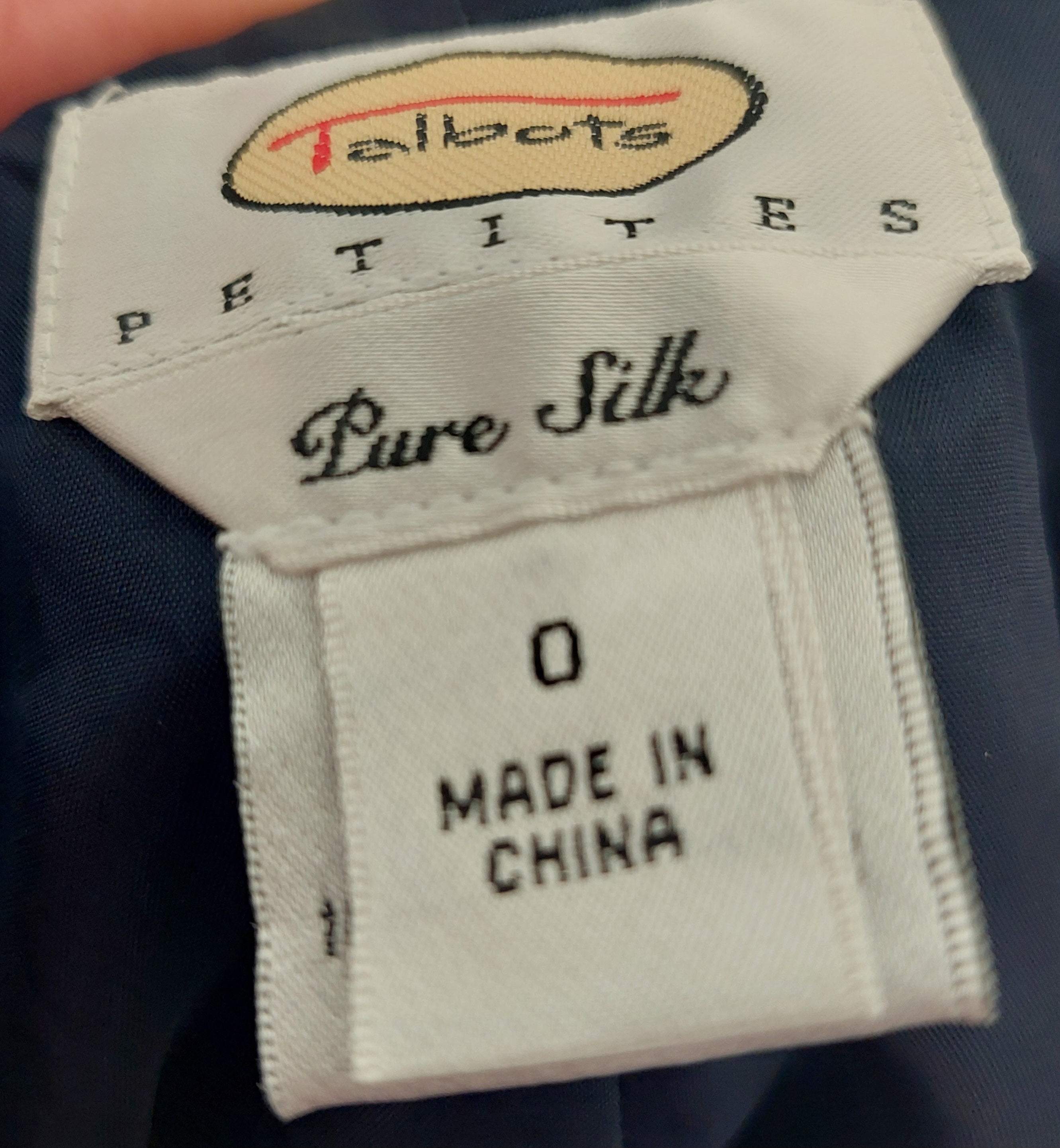 6 35 Talbots Petites Pure Silk Navy Red Chain Print A Line Skirt Size 0