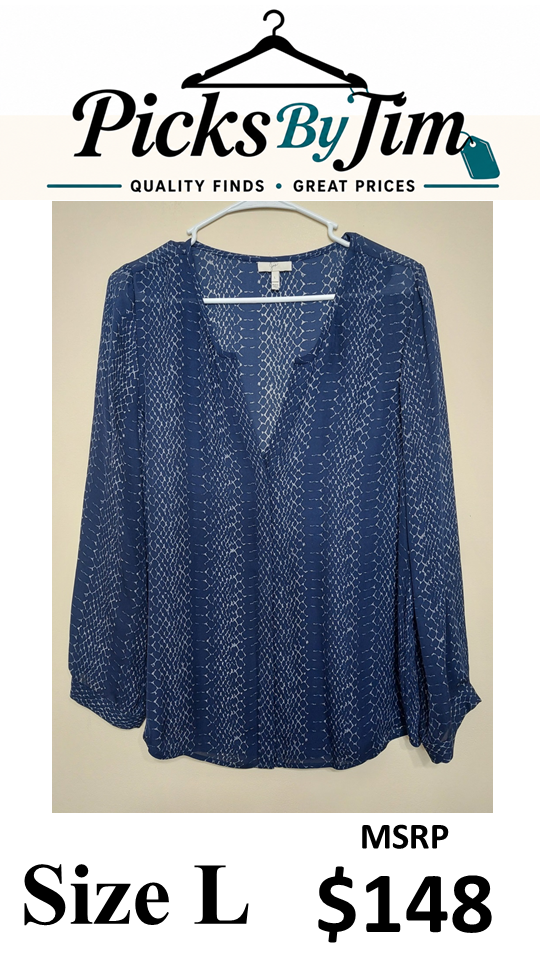 7 35 Joie L Blue Snakeskin Print Silk Blouse