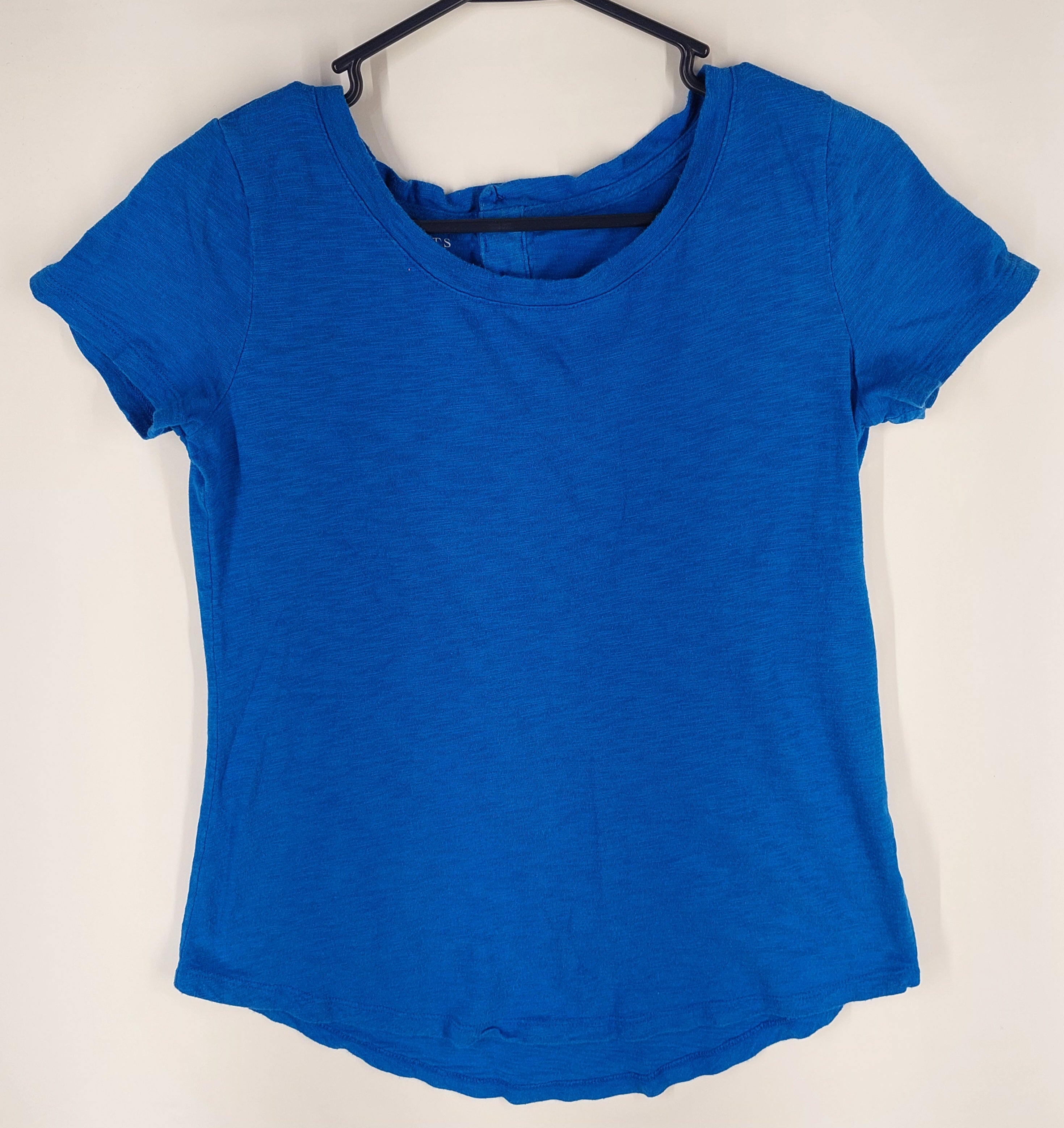 9-35 Talbots XS Blue Cotton Modal Short Sleeve Scoop Neck Tee Top