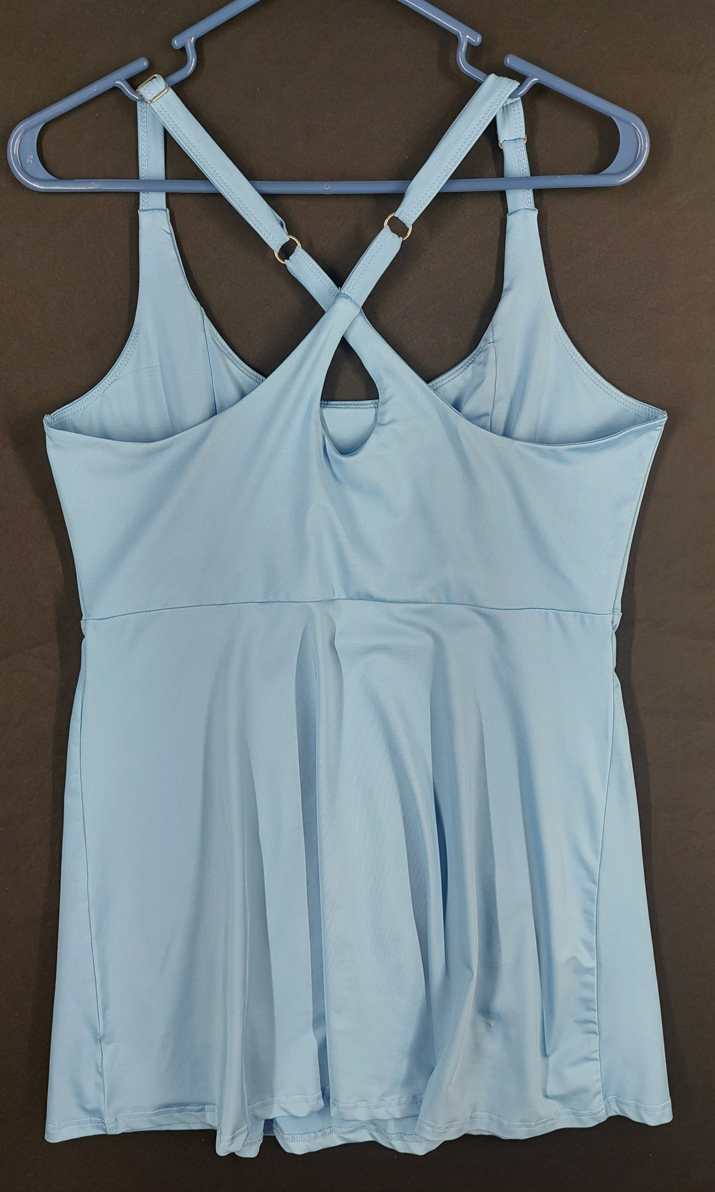8-35 Livi Active Size L Blue Strappy Back Tank Top Built In Bra Athletic