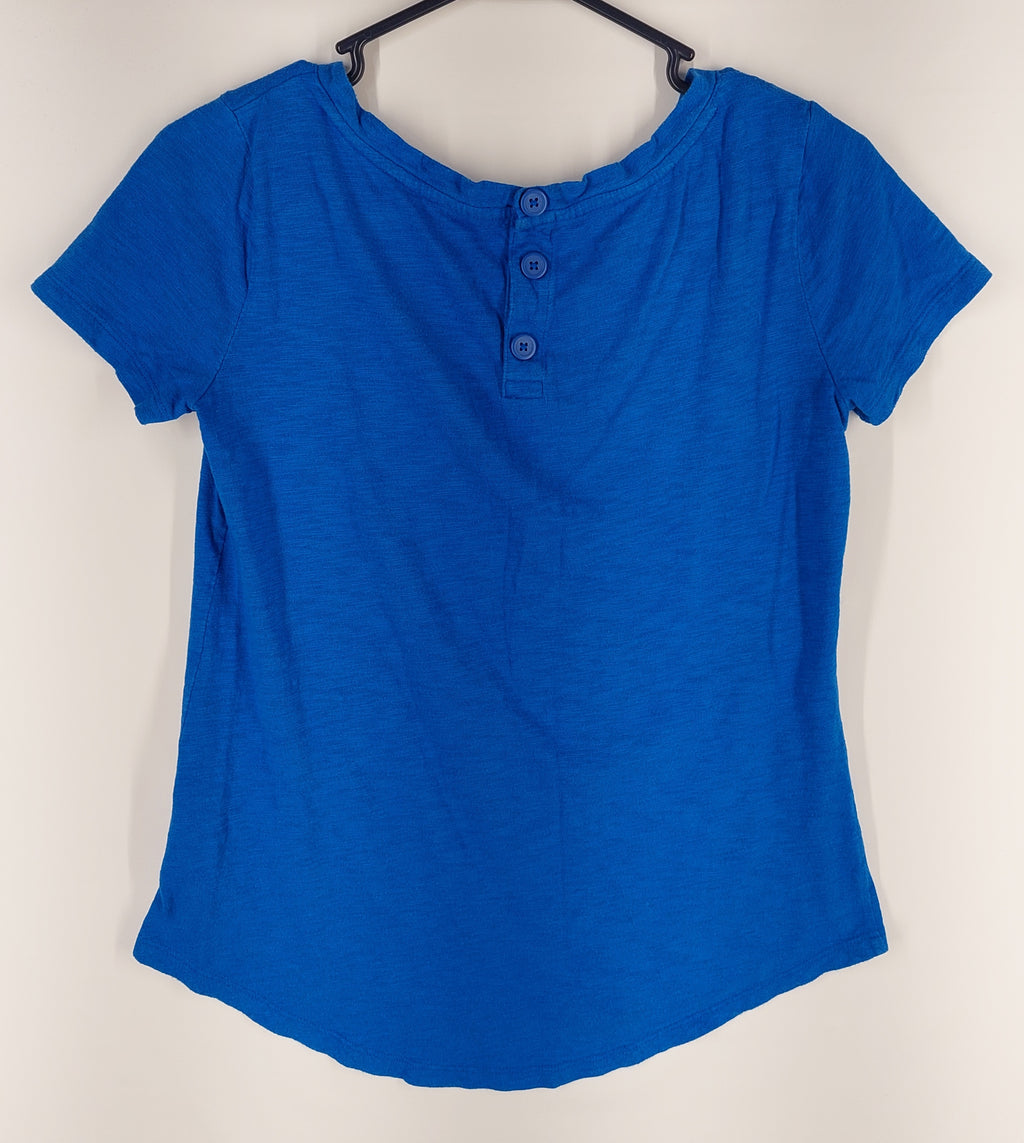 9-35 Talbots XS Blue Cotton Modal Short Sleeve Scoop Neck Tee Top
