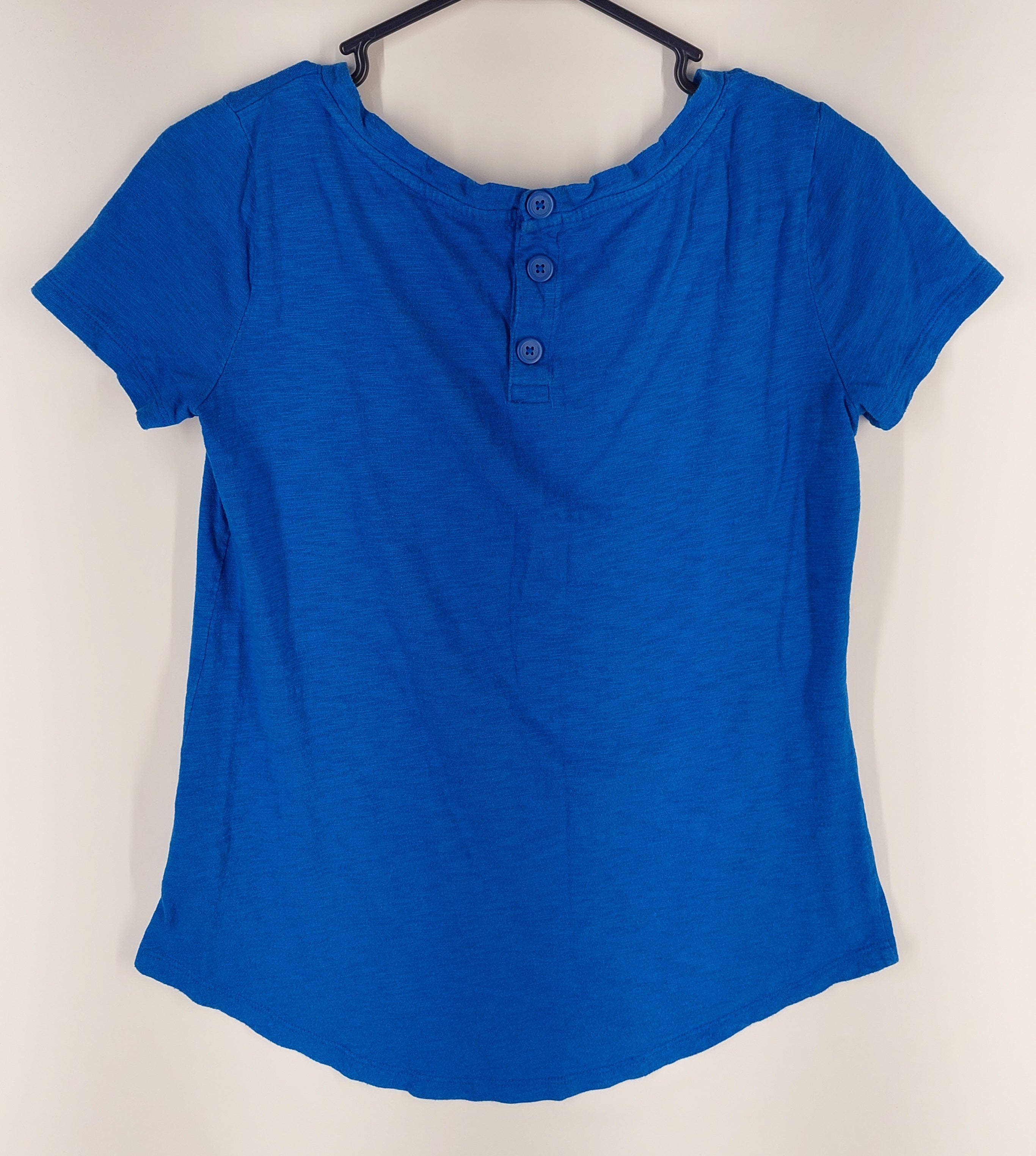9-35 Talbots XS Blue Cotton Modal Short Sleeve Scoop Neck Tee Top
