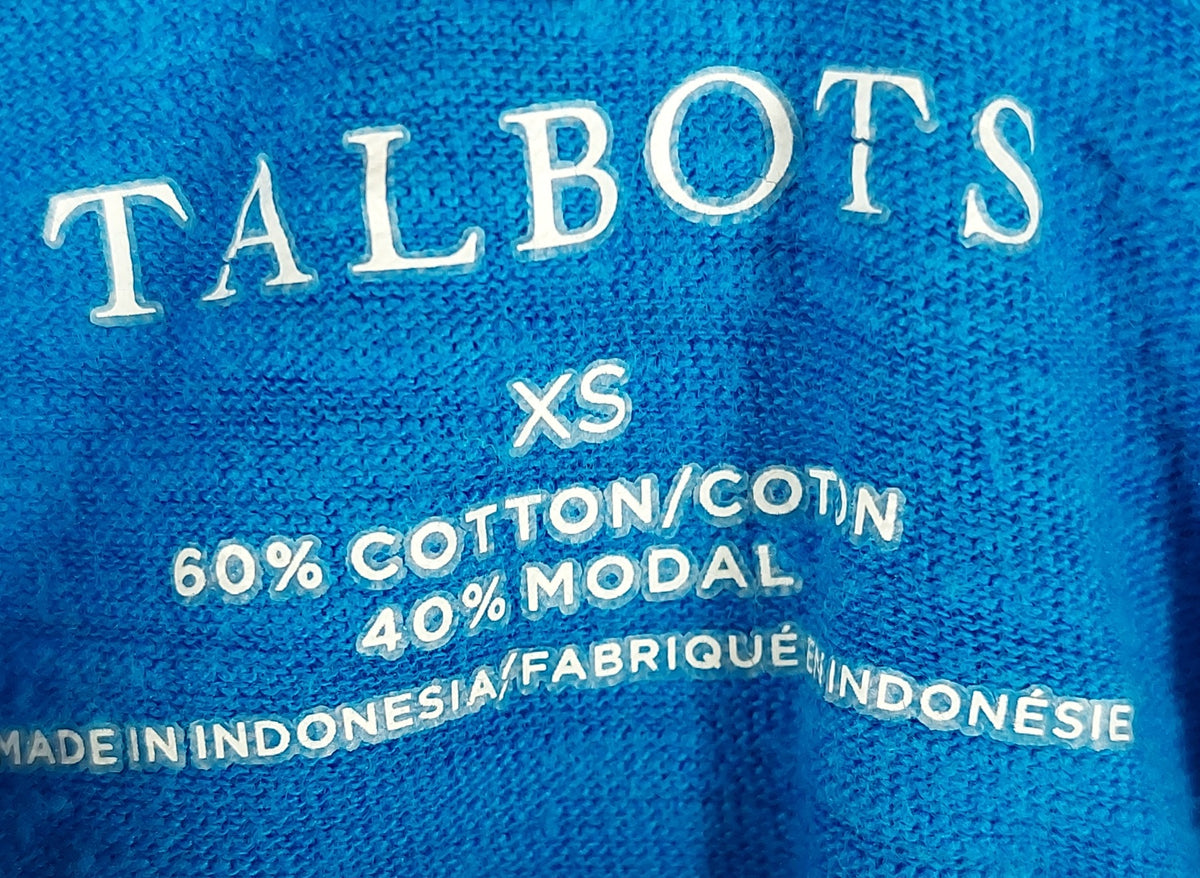 9-35 Talbots XS Blue Cotton Modal Short Sleeve Scoop Neck Tee Top