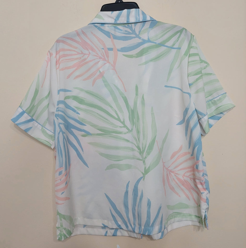 6 36 Joie Pajama Style Tropical Print Button Front Blouse Size S
