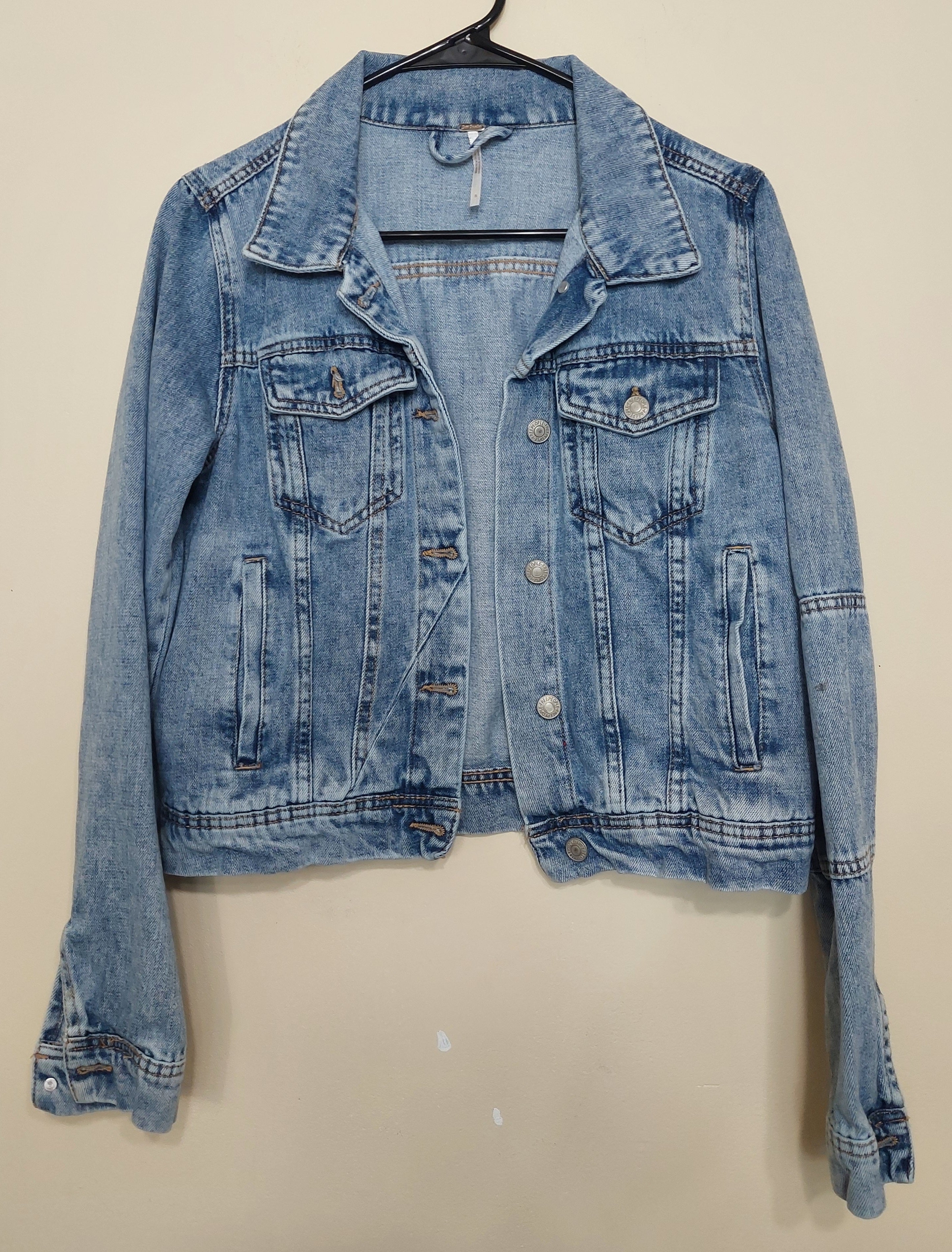 7 36 Free People Small Light Wash Denim Jacket