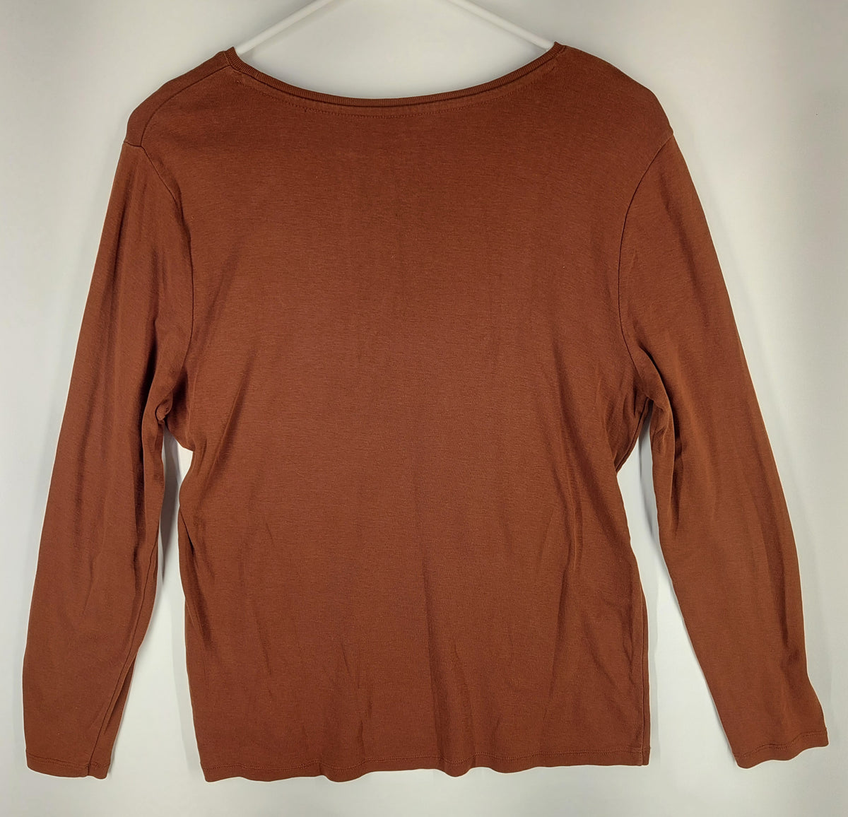 9-36 Talbots Petite LP Long Sleeve Tee Brown 100% Pima Cotton Women’s