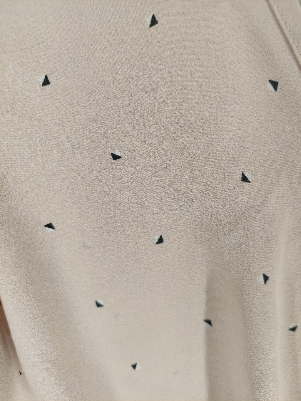 8-36 Unbrand Large Blush Pink Black Print Tie Front Button Flutter Sleeve Blouse