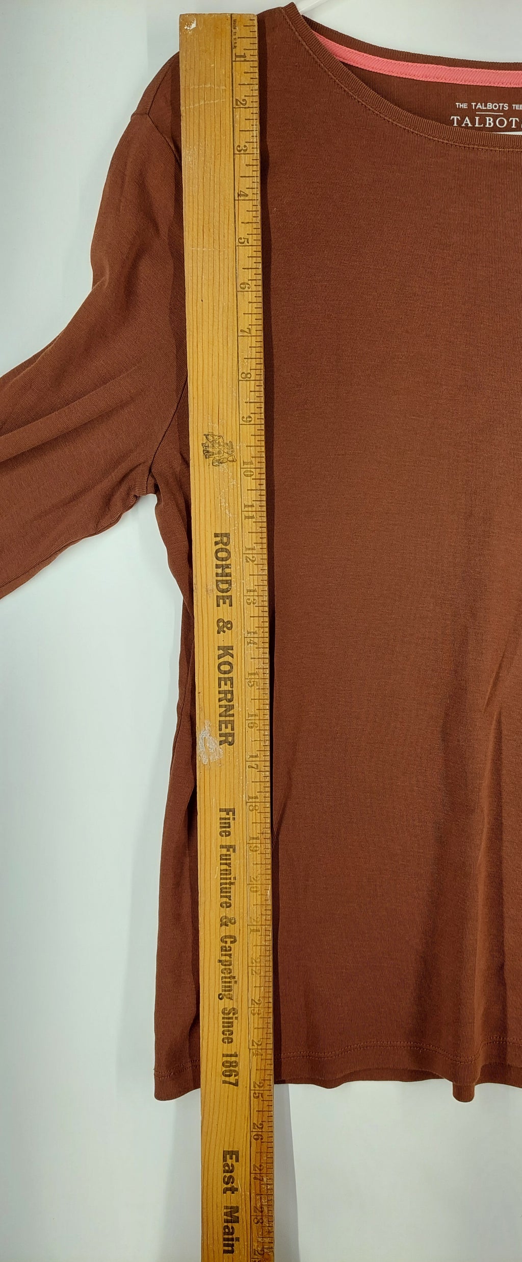 9-36 Talbots Petite LP Long Sleeve Tee Brown 100% Pima Cotton Women’s