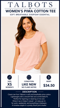 2 04 Talbots Pima Cotton Tee Pink Size XS