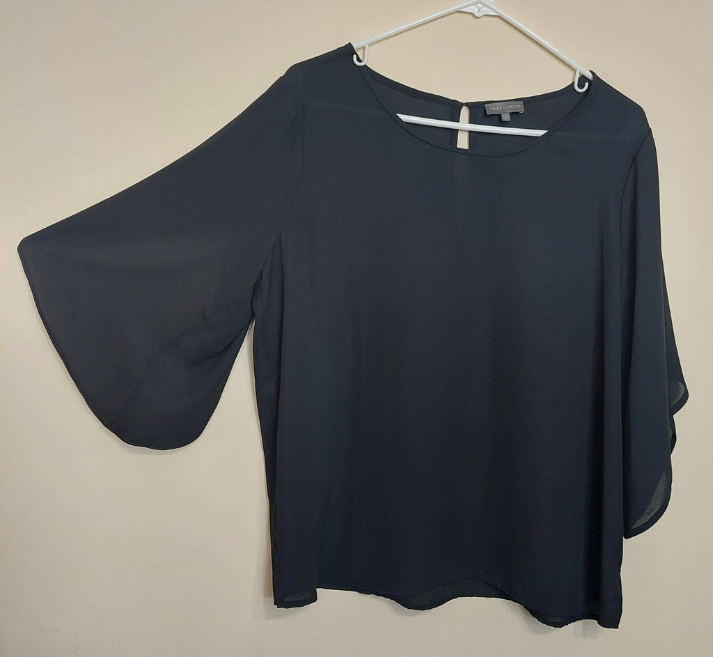 5 37 Vince Camuto Black Bell Sleeve Blouse Large