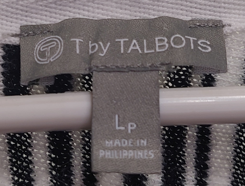 2 13 Talbots Cap Sleeve Tee Horzl striped Charcoal white Size LP