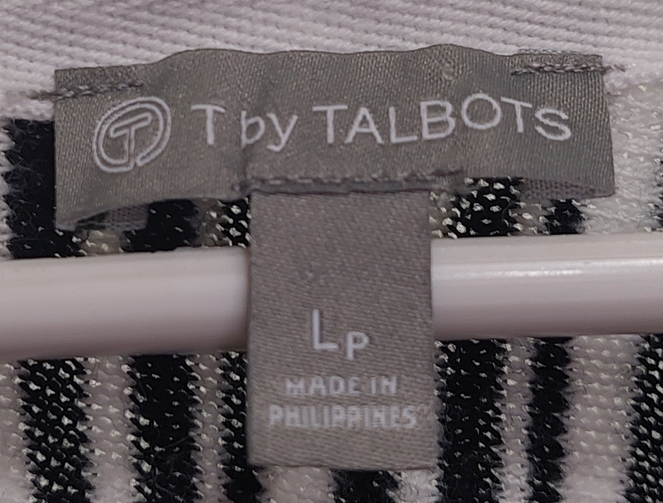 2 13 Talbots Cap Sleeve Tee Horzl striped Charcoal white Size LP