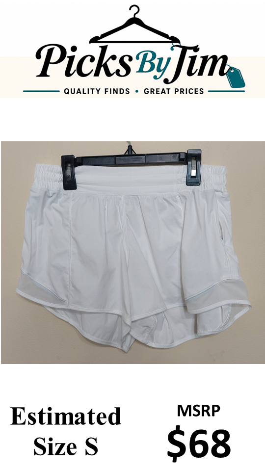 7 37 Lululemon Estimated Small White Running Shorts