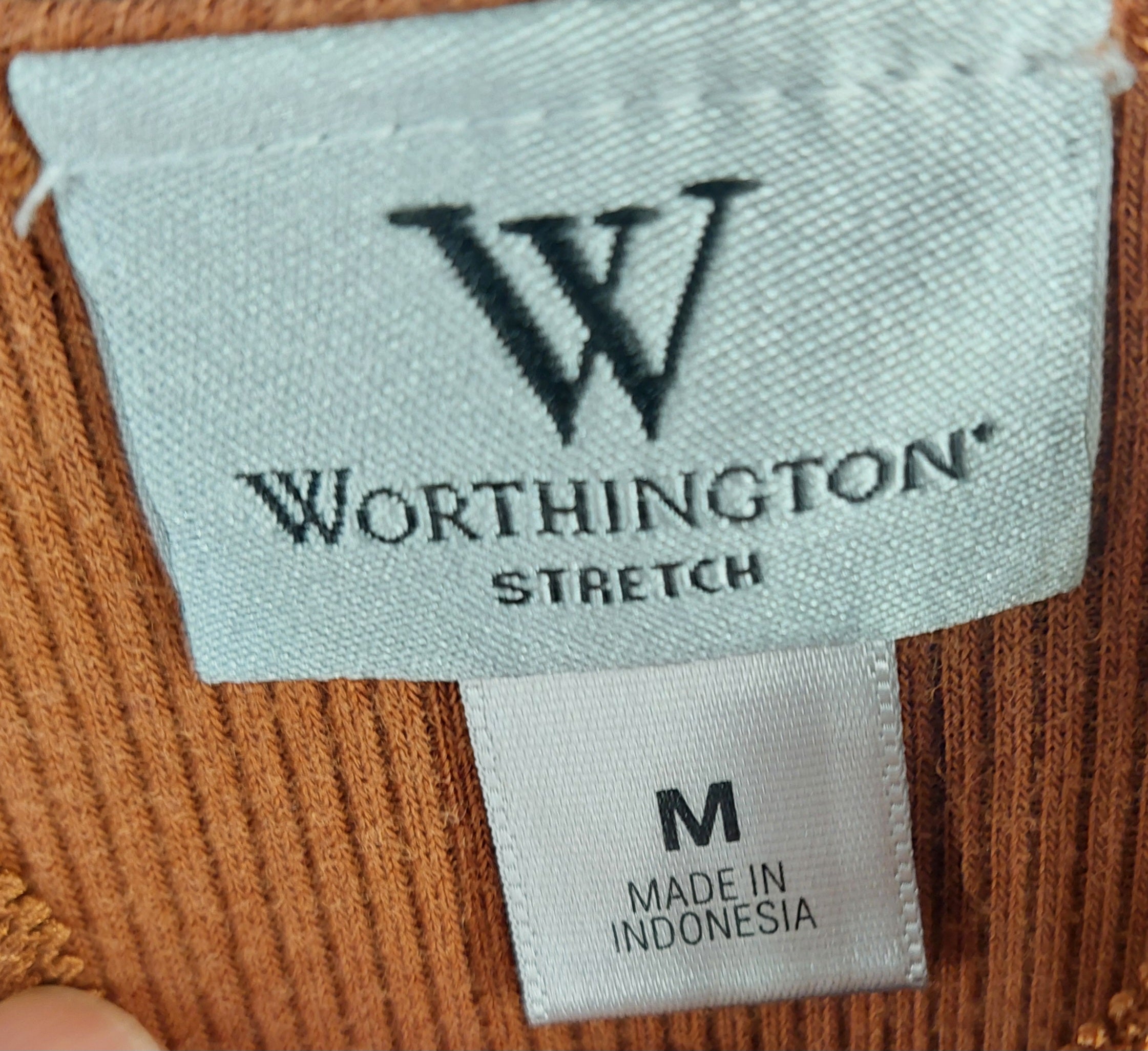 8-37 Worthington Size M Brown Lace Trim Stretch Ribbed Cami Tank Top Adjustable Strap
