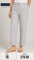6 37 Talbots Relaxed Chino Pants Womens 16 Light Gray Straight Leg