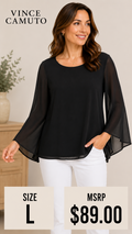 5 37 Vince Camuto Black Bell Sleeve Blouse Large