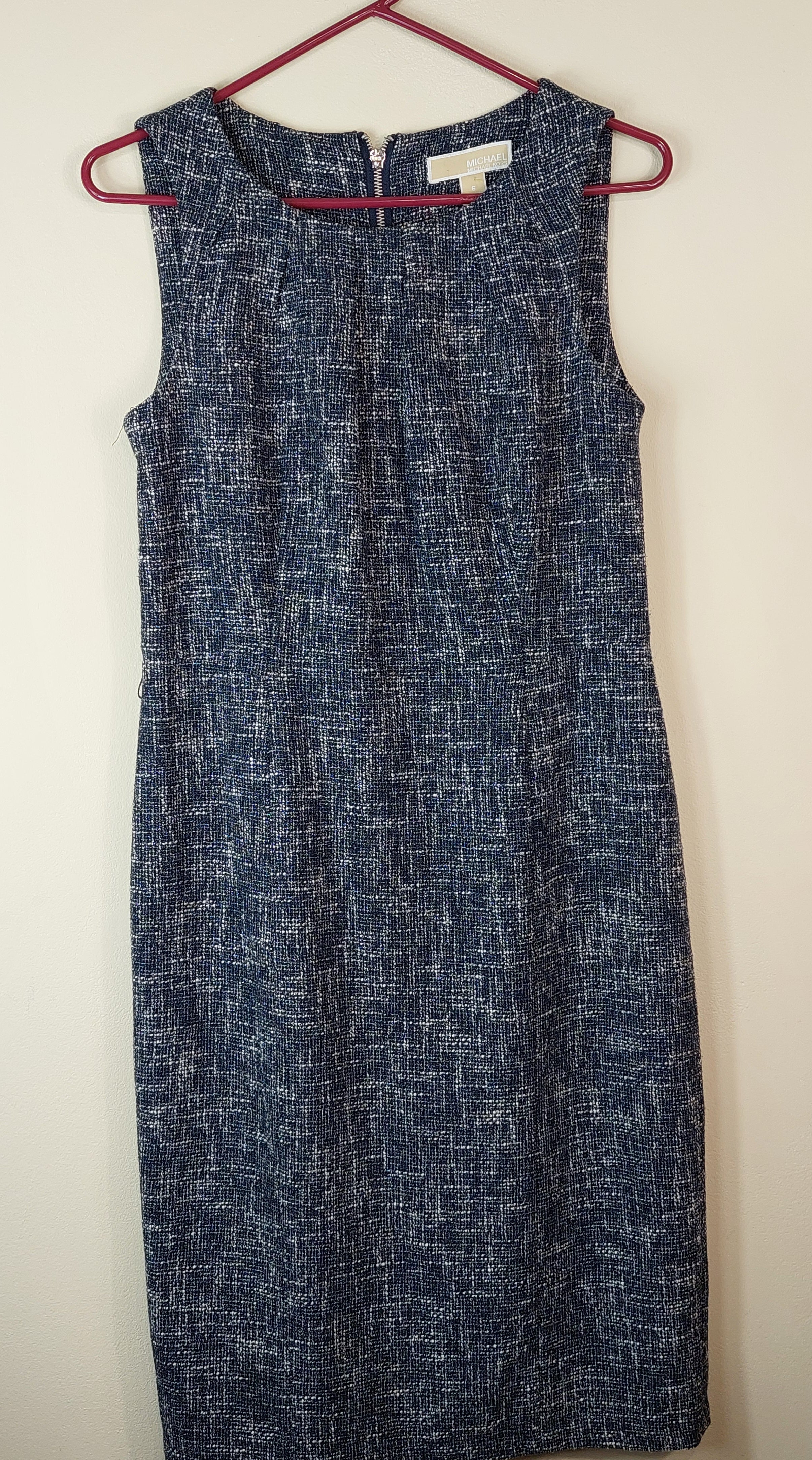 1 43 Michael Kor Speckled Charcoal & White Sleeveless Dress Size 6
