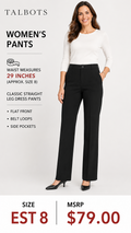 3 06 Talbots Size 8 Estimated Black Dress Pants Straight Leg Classic Career Essential