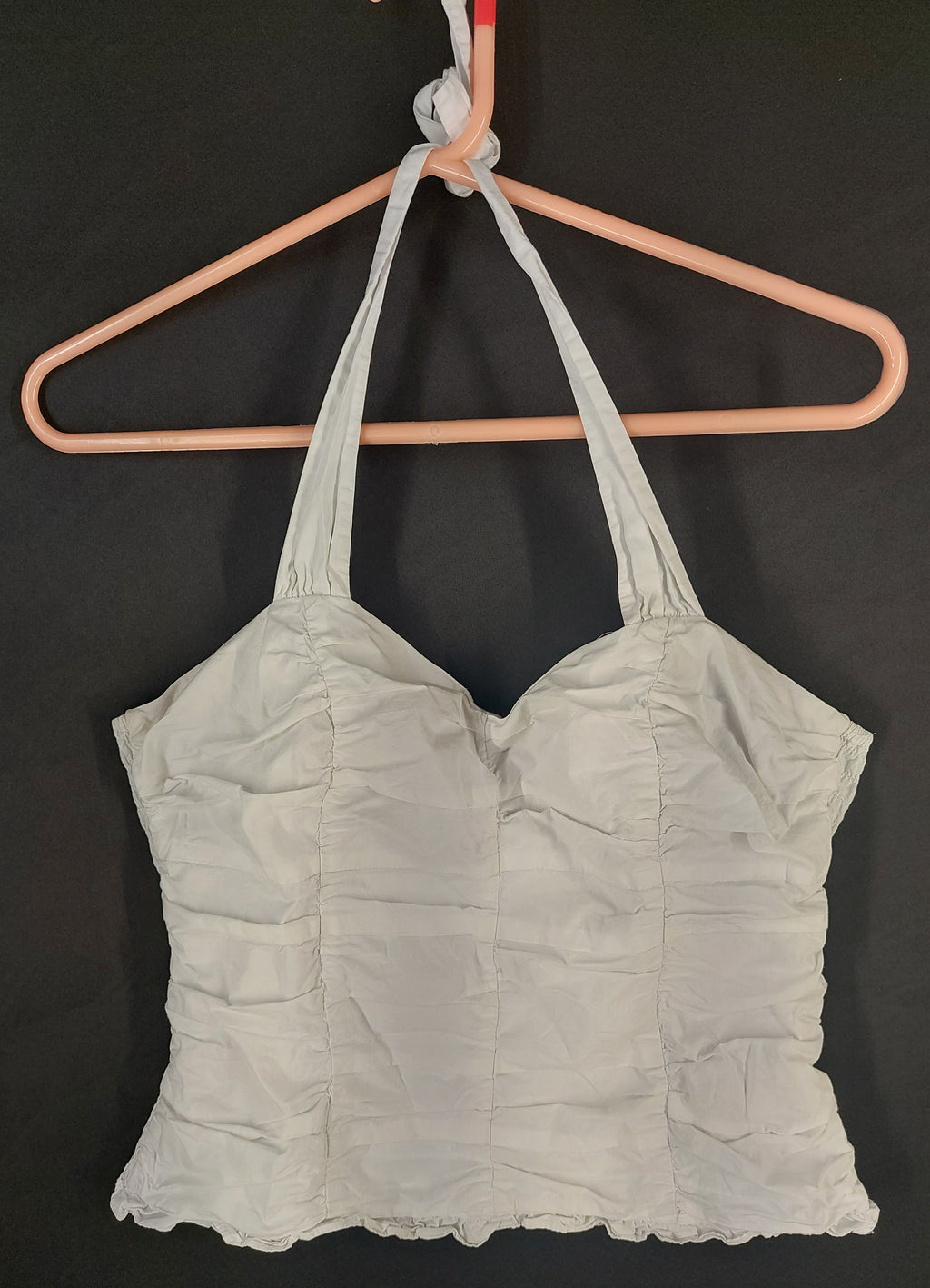 8-39 Unbranded Size M White Ruched Halter Top Smocked Back Crop Y2K
