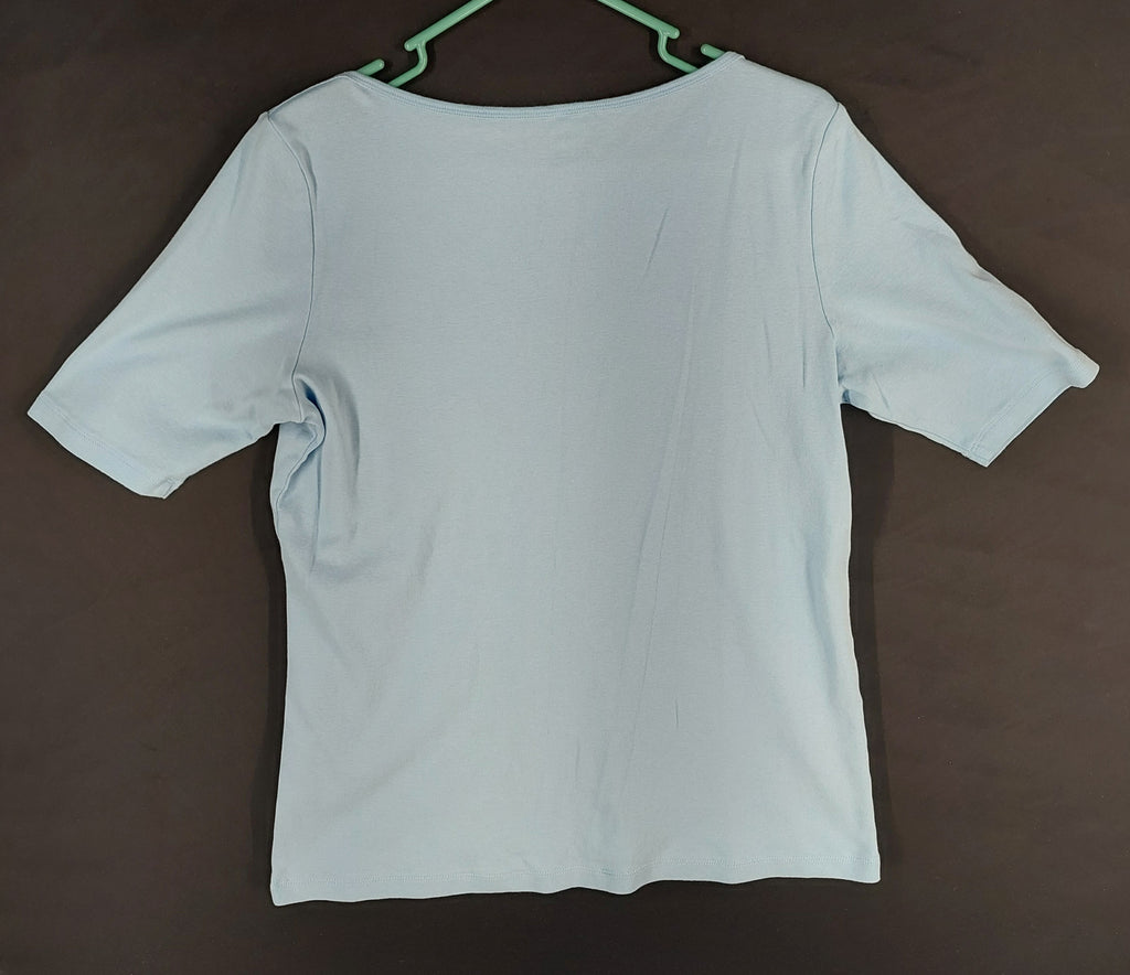 9-39 St. John’s Bay Size L Classic Boatneck Tee Light Blue 100% Cotton Top