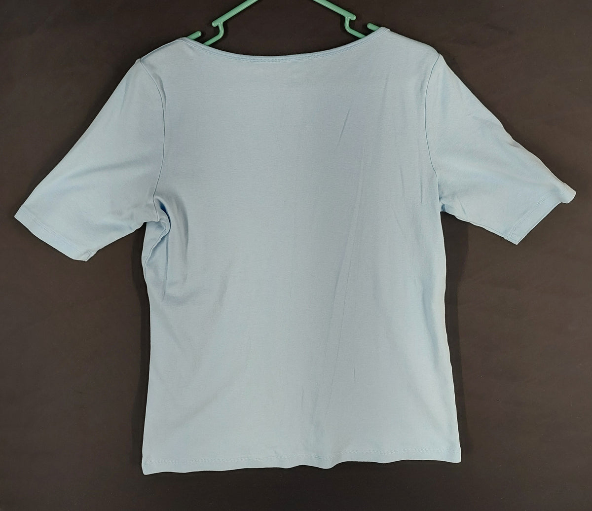 9-39 St. John’s Bay Size L Classic Boatneck Tee Light Blue 100% Cotton Top