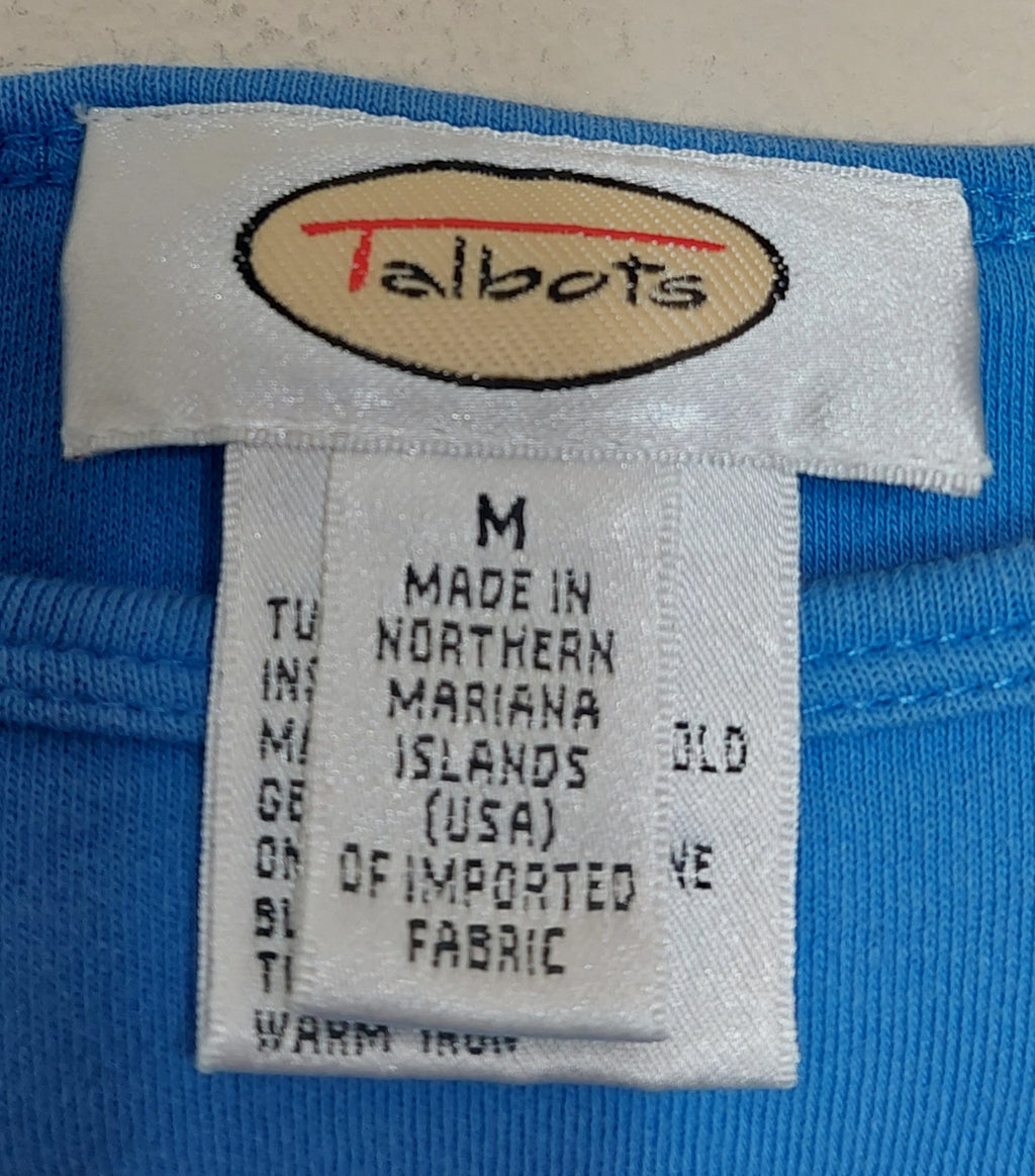 7 39 Talbots Medium Blue Short Sleeve Tee