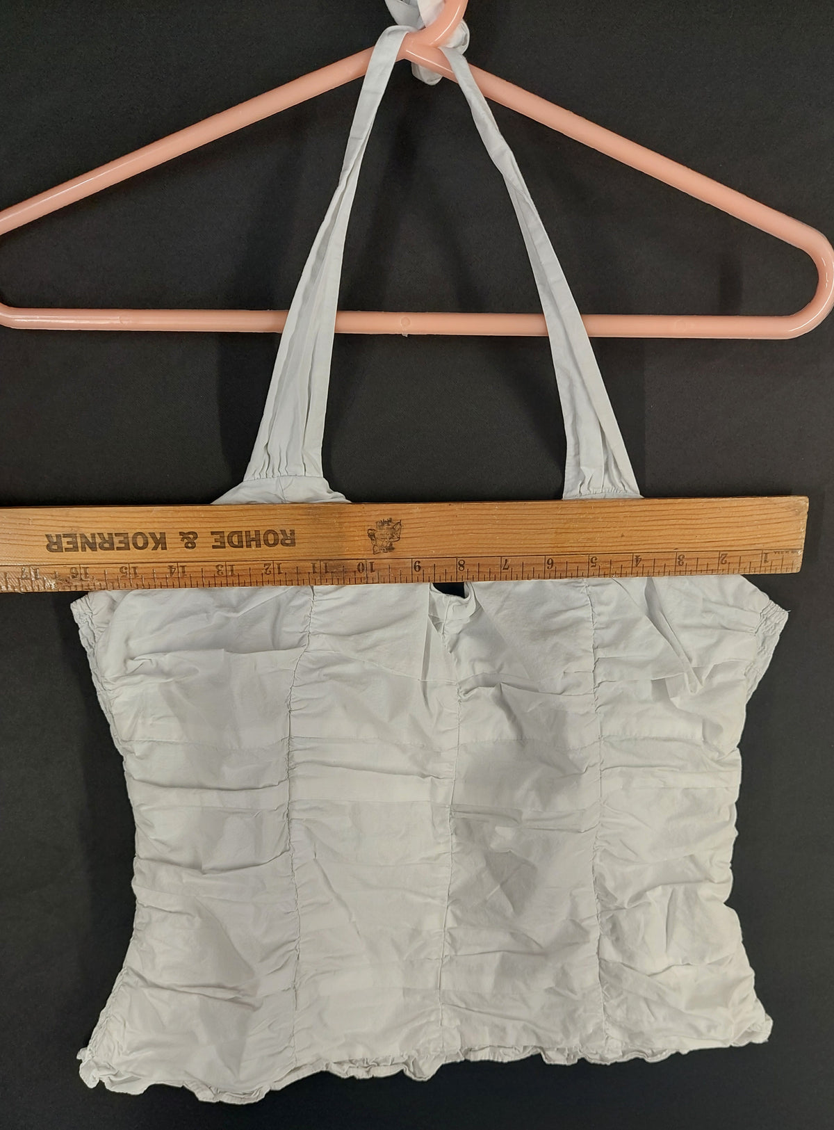 8-39 Unbranded Size M White Ruched Halter Top Smocked Back Crop Y2K