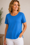 7 39 Talbots Medium Blue Short Sleeve Tee
