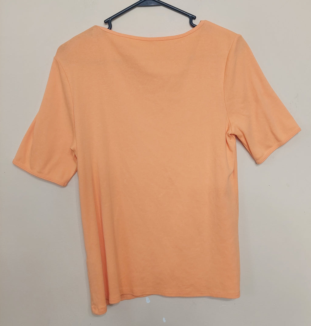 8 03 Chico's Ultimate Tee Orange V Neck Short Sleeve Top Women's Size 1 Medium