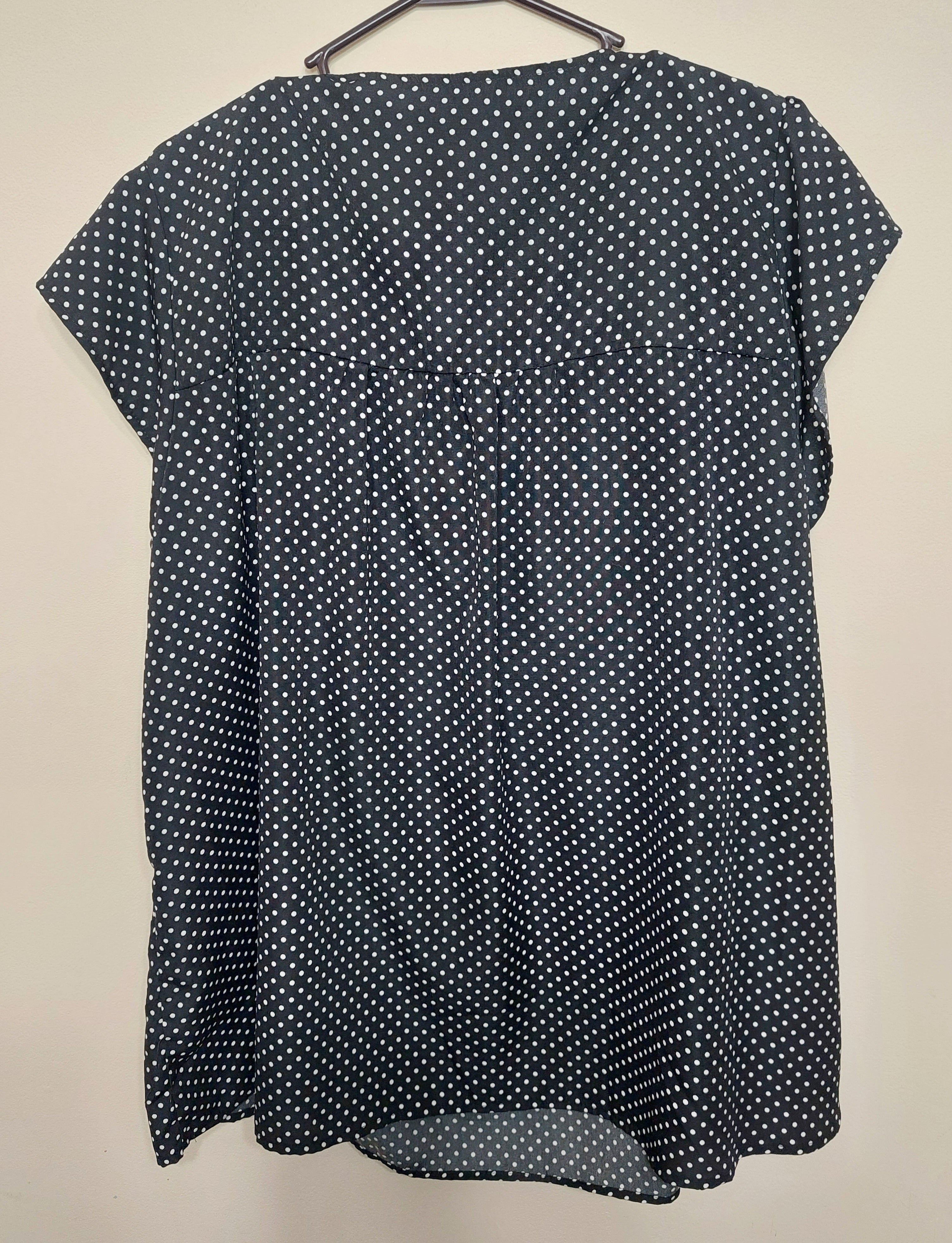 5 04 Savanna Jane Women's Blouse Plus 1X Boho Embroidere Polka Dot Cap Sleeve