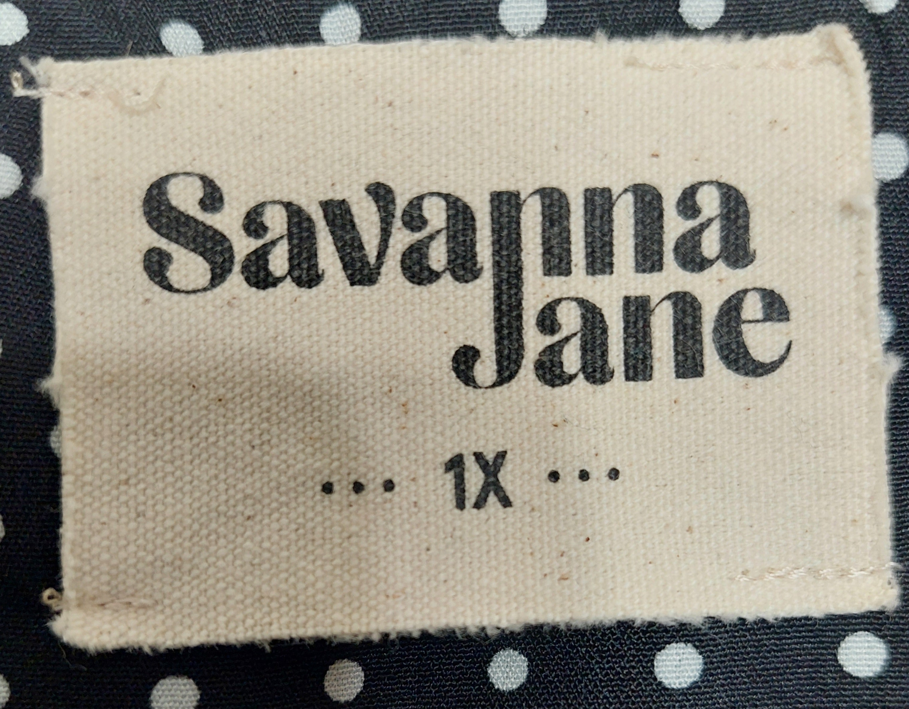 5 04 Savanna Jane Women's Blouse Plus 1X Boho Embroidere Polka Dot Cap Sleeve