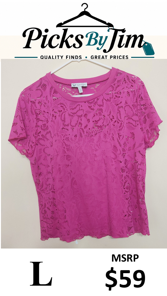 7 04 Jessica Simpson Size L Pink Floral Lace Top